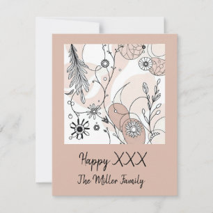 Tarjeta Festiva Resumen estético Minimalista de Boho Brown