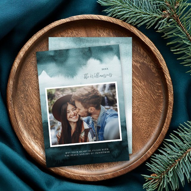 Tarjeta Festiva Resumen Frost Modern Christmas Photo Card (Subido por el creador)