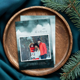 Tarjeta Festiva Resumen Frost Modern Holiday Photo Card