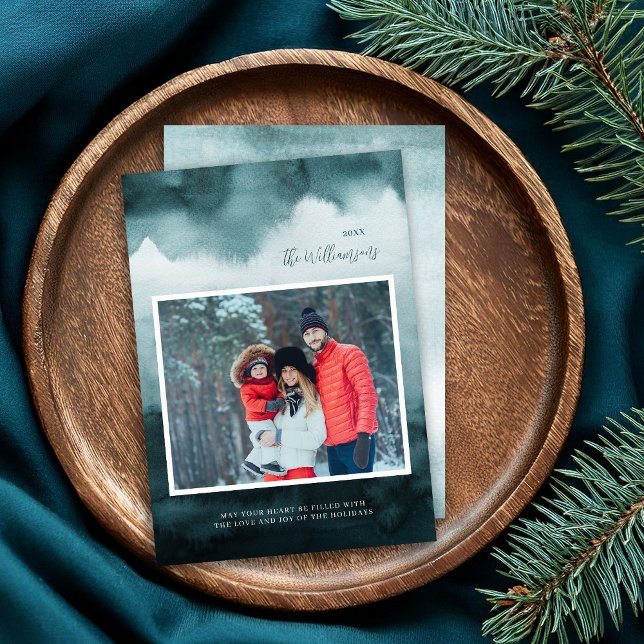 Tarjeta Festiva Resumen Frost Modern Holiday Photo Card (Subido por el creador)