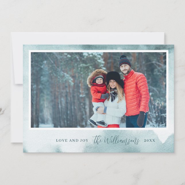 Tarjeta Festiva Resumen Frost Modern Holiday Photo Card (Anverso)