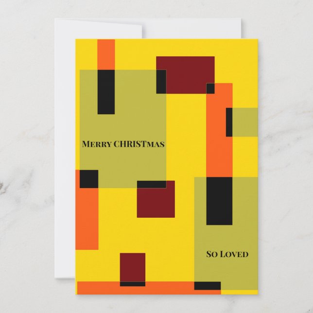 Tarjeta Festiva Resumen geométrico Naranja verde Navidades amarill (Anverso)