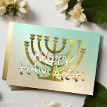 Tarjeta Festiva Resumen Menorah Colorah Happy Hanukkah Gold<br><div class="desc">Diseños de Umua. Impreso y enviado por Zazzle o sus afiliados.</div>