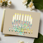 Tarjeta Festiva Resumen Menorah Colorful Happy Hanukkah<br><div class="desc">Diseños de Umua. Impreso y enviado por Zazzle o sus afiliados.</div>