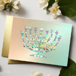 Tarjeta Festiva Resumen Menorah Colorous Happy Hanukkah Green<br><div class="desc">Diseños de Umua. Impreso y enviado por Zazzle o sus afiliados.</div>