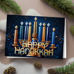 Tarjeta Festiva Resumen Menorah Happy Hanukkah<br><div class="desc">Artículos con temática navideña diseñados por Umua. Impreso y enviado por Zazzle o sus afiliados.</div>