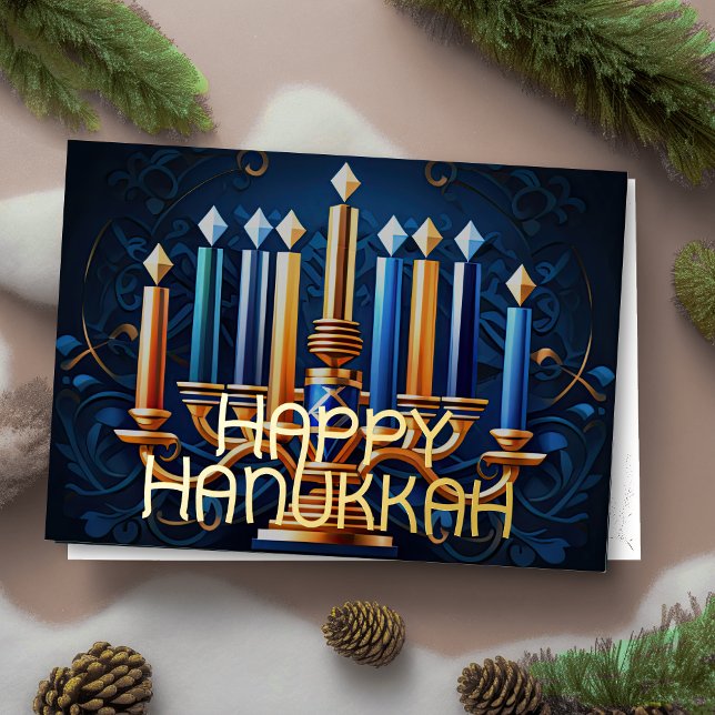 Tarjeta Festiva Resumen Menorah Happy Hanukkah (Subido por el creador)