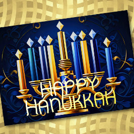 Tarjeta Festiva Resumen Menorah Happy Hanukkah
