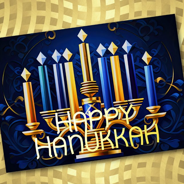 Tarjeta Festiva Resumen Menorah Happy Hanukkah (Subido por el creador)