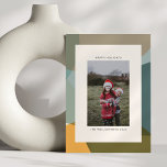 Tarjeta Festiva Resumen moderno Arte Sage Verde Foto Verde azulada<br><div class="desc">Resumen moderno Formas de arte Sage Tarjeta de vacaciones para Personalizados Navidades  únicos Verde azulados</div>