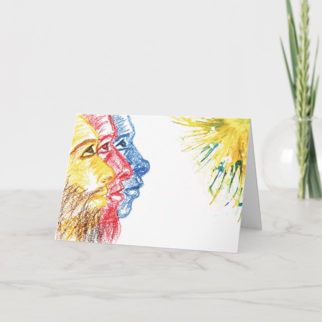 Tarjeta Festiva Resumen moderno de tres reyes multiculturales (Anverso)