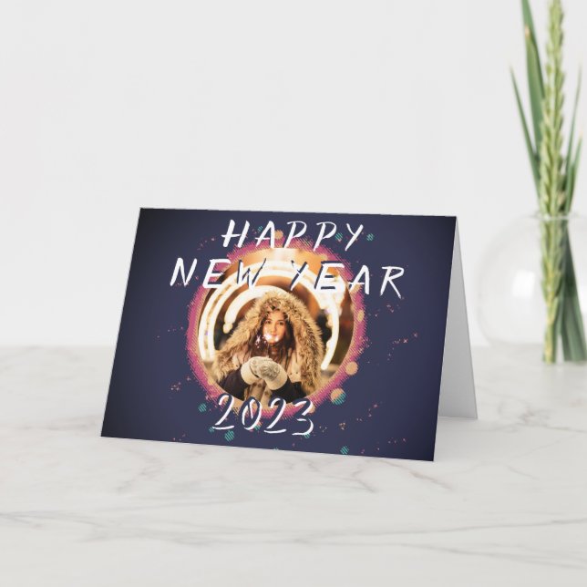 Tarjeta Festiva Resumen moderno - Feliz Año Nuevo 2023 Foto (Anverso)