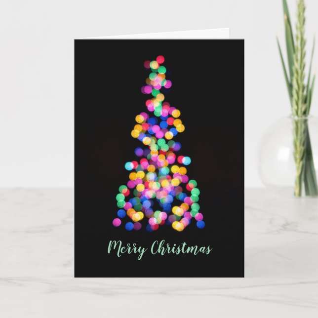 Tarjeta Festiva Resumen moderno: luces borrosas de árbol de Navida (Anverso)