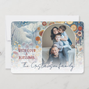 Tarjeta Festiva Resumen personalizado Copos de nieve Floral de inv