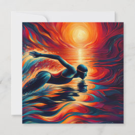 Tarjeta Festiva Resumen Pilar de arte nadador, Regalo de natación,