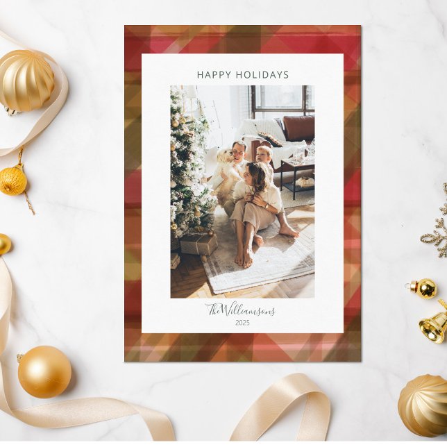 Tarjeta Festiva Resumen Rojo Se Hizo Rústico A Dos Navidades De Fo (Subido por el creador)