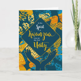 Tarjeta Festiva Resumen tribal azul y amarillo de la unidad de Kwa