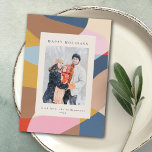 Tarjeta Festiva Resumen único colorido foto vertical feliz<br><div class="desc">Desee a sus amigos y familiares unas vacaciones felices con estas hermosas tarjetas que incluyen su foto vertical favorita y un hermoso diseño abstracto de color.</div>