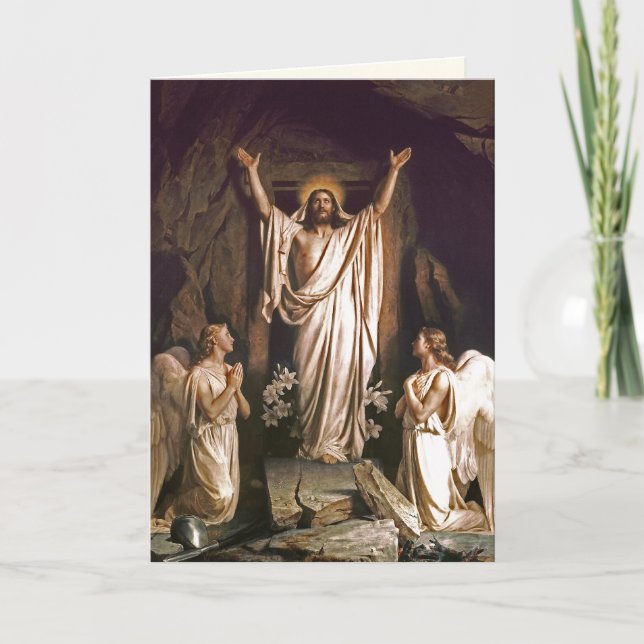 Tarjeta Festiva Resurrección de Cristo Bella Artes Pascua Religios (Anverso)