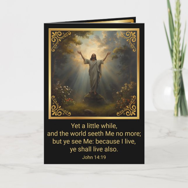 Tarjeta Festiva Resurrección de Pascua Religiosa (Anverso)