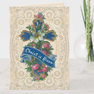 Tarjeta Festiva Resurrección religiosa de Pascua Cristo ha resucit