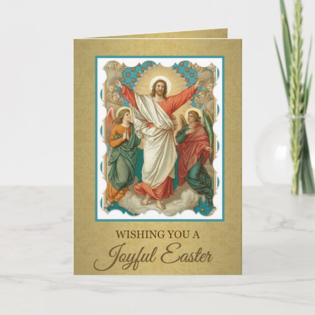 Tarjeta Festiva Resurrección religiosa de Pascua Tradicional (Anverso)