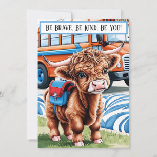 Tarjeta Festiva Retorno a la vaca de la escuela en Highland