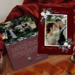 Tarjeta Festiva Retrato casado con moras de ruby rojo verde vintag<br><div class="desc">Bienvenidos a nuestro encantador diseño de tarjetas de vacaciones Ruby Red Greenery Vintage Merry Married Portrait, donde el encanto vintage se une a la elegancia moderna. Este diseño presenta una vegetación acuática intrincada y una caligrafía sutilmente elegante, con una tipografía sencilla, que refleja la esencia de la cozalidad tradicional y...</div>