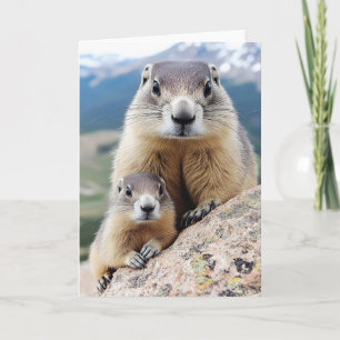 Tarjeta Festiva Retrato de animal salvaje de castor en entorno nat