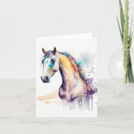 Tarjeta Festiva Retrato de caballo en acuarelas y pluma