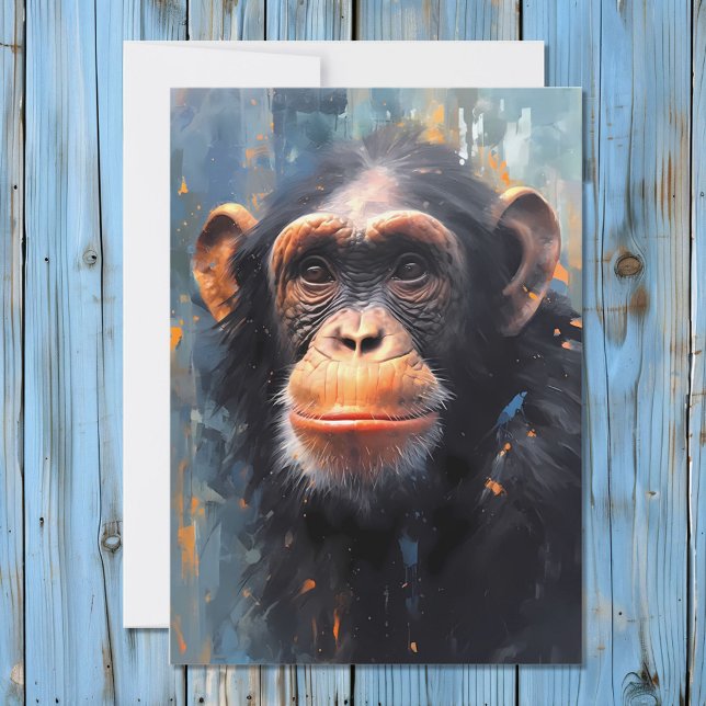 Tarjeta Festiva Retrato de Chimpanzee (Subido por el creador)