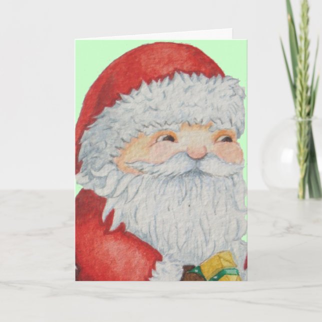 Tarjeta Festiva Retrato de Cute santa claus para navidades (Anverso)