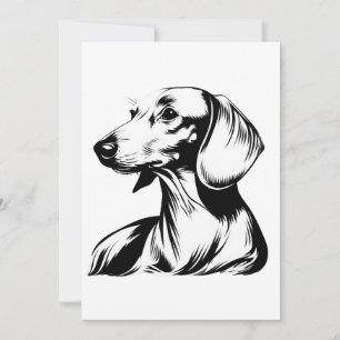 Tarjeta Festiva Retrato de Dachshund – Arte de línea minimalista d