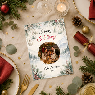 Tarjeta Festiva Retrato de familia de vacaciones de invierno seren