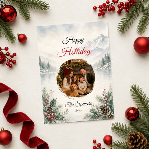 Tarjeta Festiva Retrato de familia de vacaciones de invierno seren