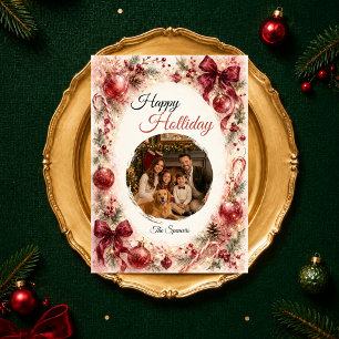 Tarjeta Festiva Retrato de familia de vacaciones romántico de Borg