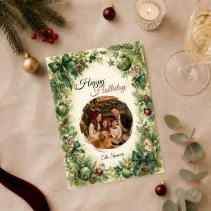 Tarjeta Festiva Retrato de familia elegante de vacaciones de hoja 
