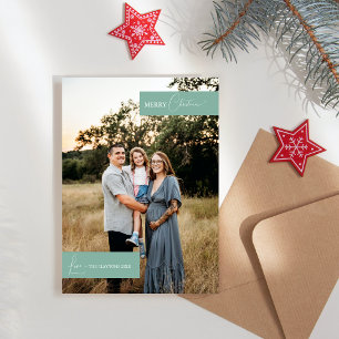 Tarjeta Festiva Retrato de familia minimalista boho retro verde