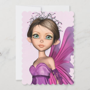 Tarjeta Festiva Retrato de Fantasía de Ojos Grandes de Hada Rosa
