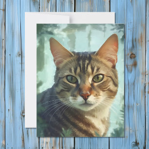 Tarjeta Festiva Retrato de gato de la tabla de color de agua