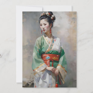 Tarjeta Festiva Retrato De Hui Chinese Woman D