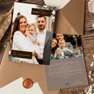 Tarjeta Festiva Retrato de la familia navideña de vintage de la ve