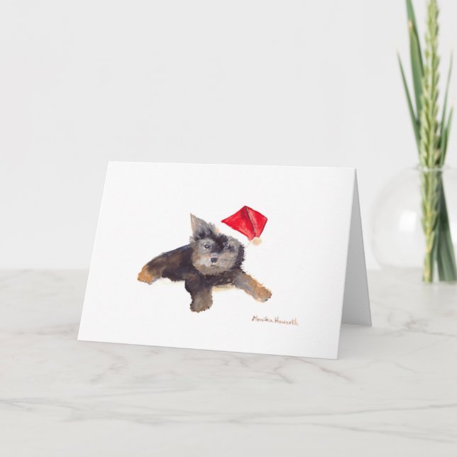 Tarjeta Festiva Retrato de mascota de perro de navidades (Anverso)