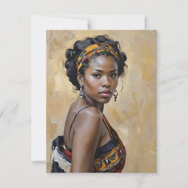 Tarjeta Festiva Retrato de mujer africana H (Anverso)