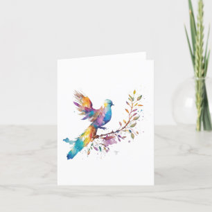 Tarjeta Festiva Retrato de pájaro de Turtle Dove C en acuarelas y