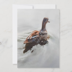 Tarjeta Festiva Retrato De Pato En Acuarelas