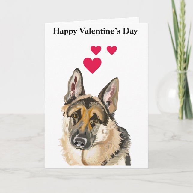 Tarjeta Festiva Retrato de perro alsaciano lindo San Valentín (Anverso)