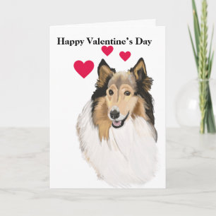 Tarjeta Festiva Retrato de Perro Collie, de larga duración