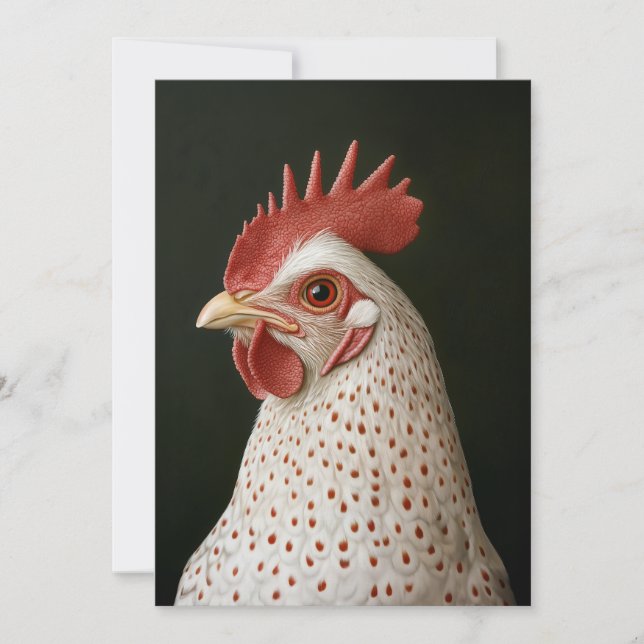 Tarjeta Festiva Retrato de Pollo Manchado (Anverso)