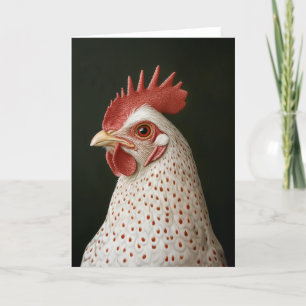 Tarjeta Festiva Retrato de Pollo Manchado